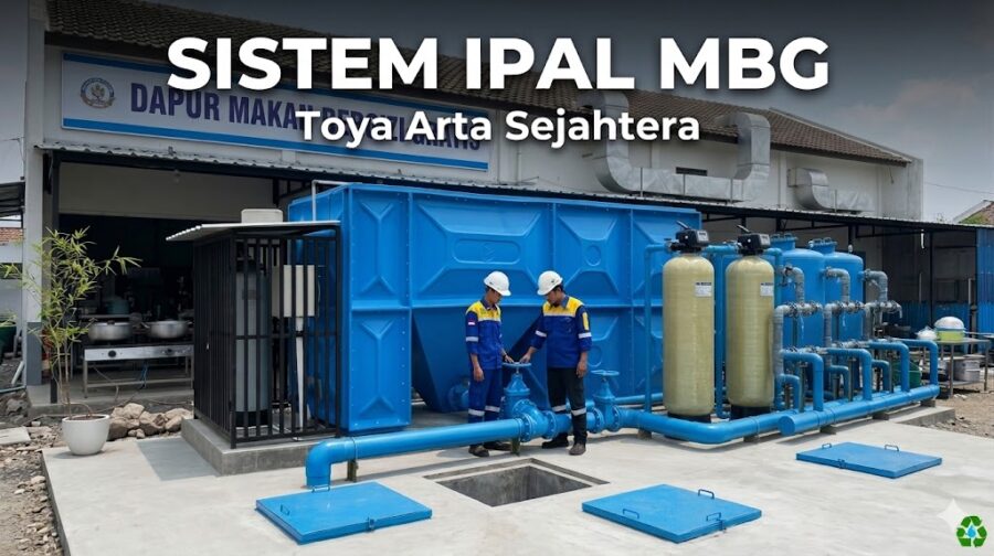Sistem IPAL MBG untuk pengolahan limbah dapur makan bergizi gratis di lingkungan sekolah dengan tangki biofilter dan aerasi