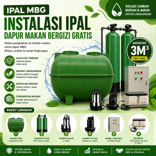 IPAL MBG kapasitas 3m3 per hari paket lengkap pengolahan limbah dapur makan bergizi gratis