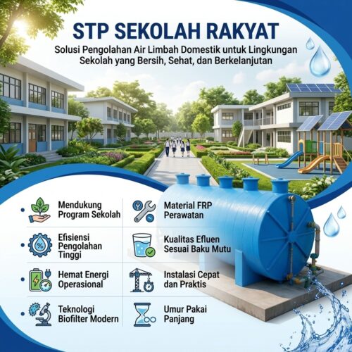Sistem STP sekolah rakyat untuk pengolahan air limbah domestik yang ramah lingkungan dan efisien.
