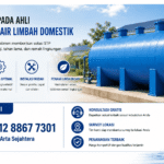 Proses instalasi STP sekolah rakyat berkualitas menggunakan tangki fiberglass modern.