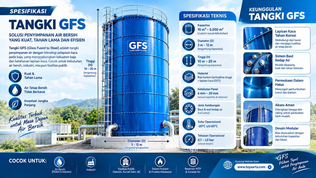 Spesifikasi tangki GFS untuk penyimpanan air bersih